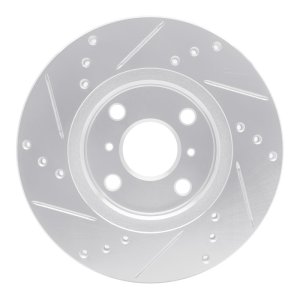 Toyota MR2 Spyder Brake Rotor (1) - Front Right - R1 Concepts - Drilled & Slotted - Silver - `00-`05